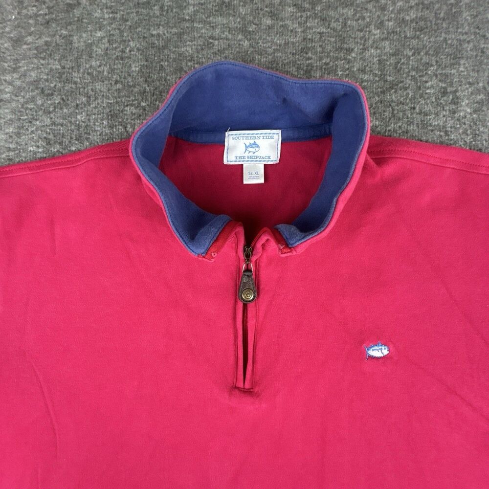 SOUTHERN TIDE The SKIPJACK Sweatshirt Mens Sz XL 1/4 Zip Pullover Sweater Berry - Picture 2 of 8